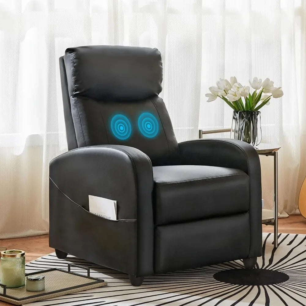 Recliner Chair Massage Reclining for Adults Comfortable PU Leather Adjustable Home Theater Seating Lounge Sofa