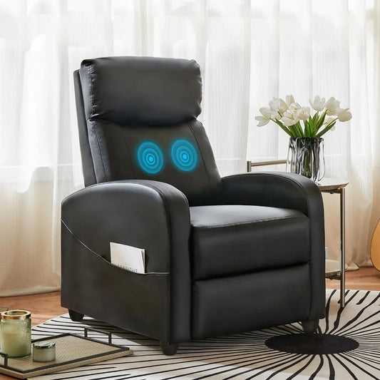 Recliner Chair Massage Reclining for Adults Comfortable PU Leather Adjustable Home Theater Seating Lounge Sofa