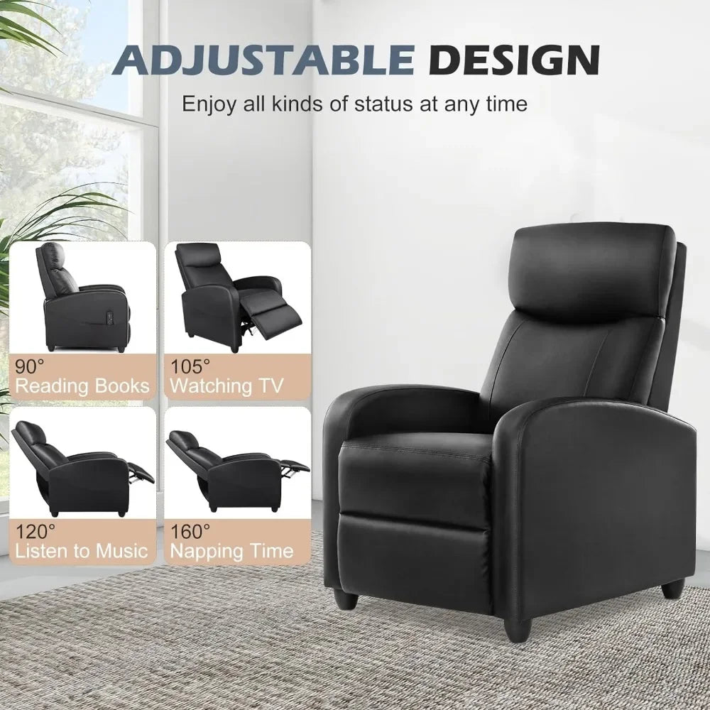 Recliner Chair Massage Reclining for Adults Comfortable PU Leather Adjustable Home Theater Seating Lounge Sofa