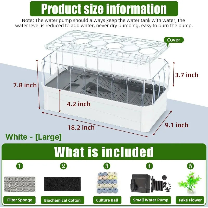 Turtle Tank with Filter-Rain Shower SPA Experience, Water Changes, and Ample Space for Activities-Suitable
