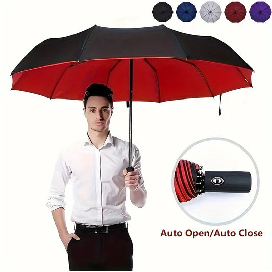 1 Piece Windproof Travel Sturdy 10 Frame Fashion Automatic Umbrella Oversized Folding Simple Design Umbrella With UV Protection