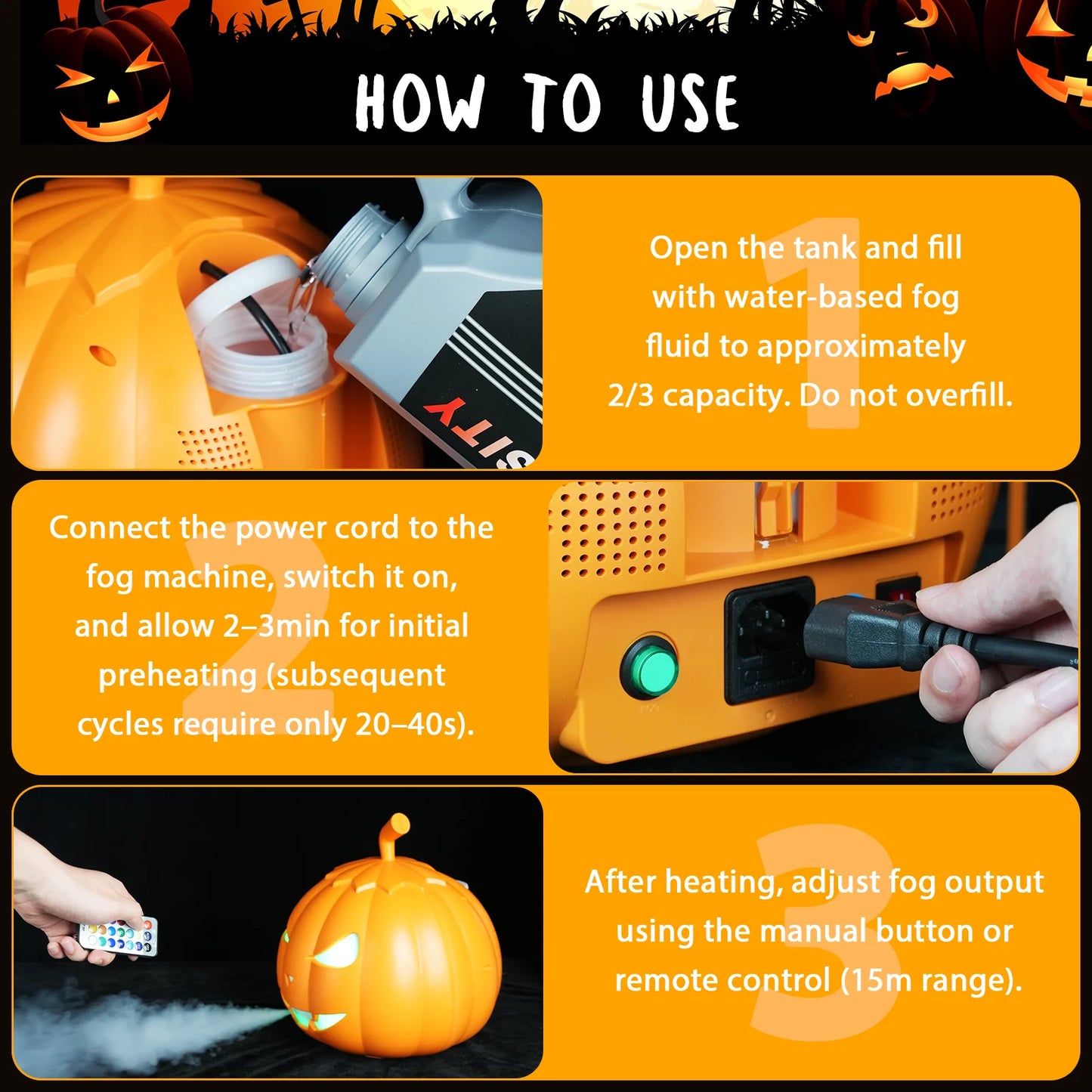 Fieryzeal 800W Halloween Fog Machine with RGB LED Lights