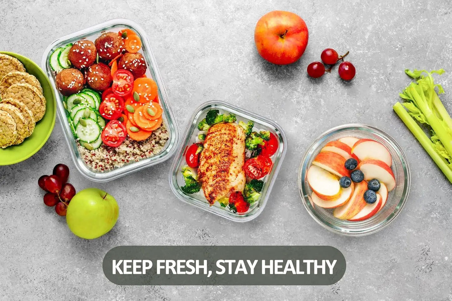 24-Piece Glass Food Storage Containers with Upgraded Snap Locking Lids