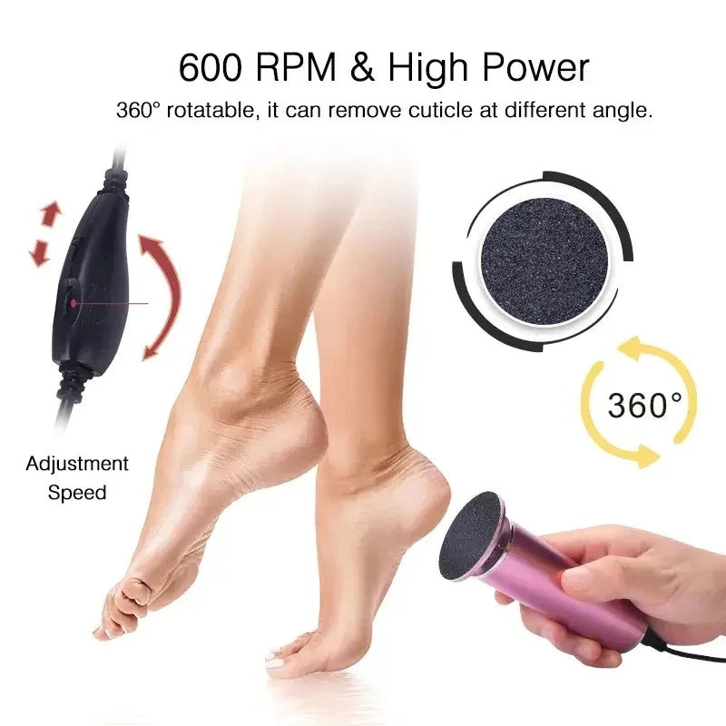 Electronic foot file pedicure sander for removing dead skin, electric callus remover with 60pcs