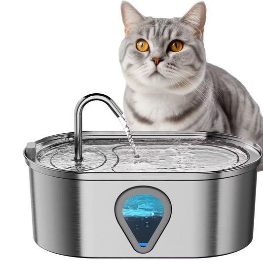 3.5L  automatic stainless steel cat water fountain with LED Lighting