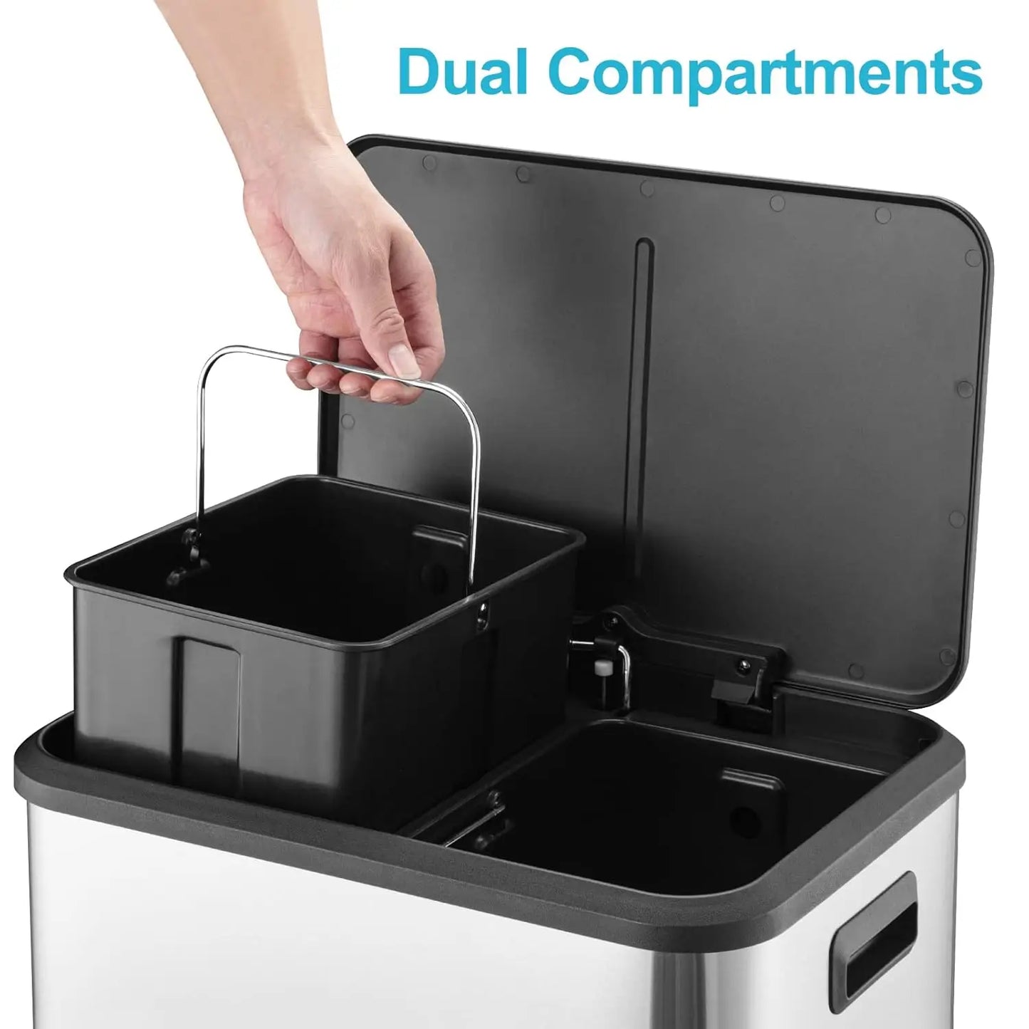 Dual Trash Can, Stainless Steel 2 x 4 Gal (2 x 15L)