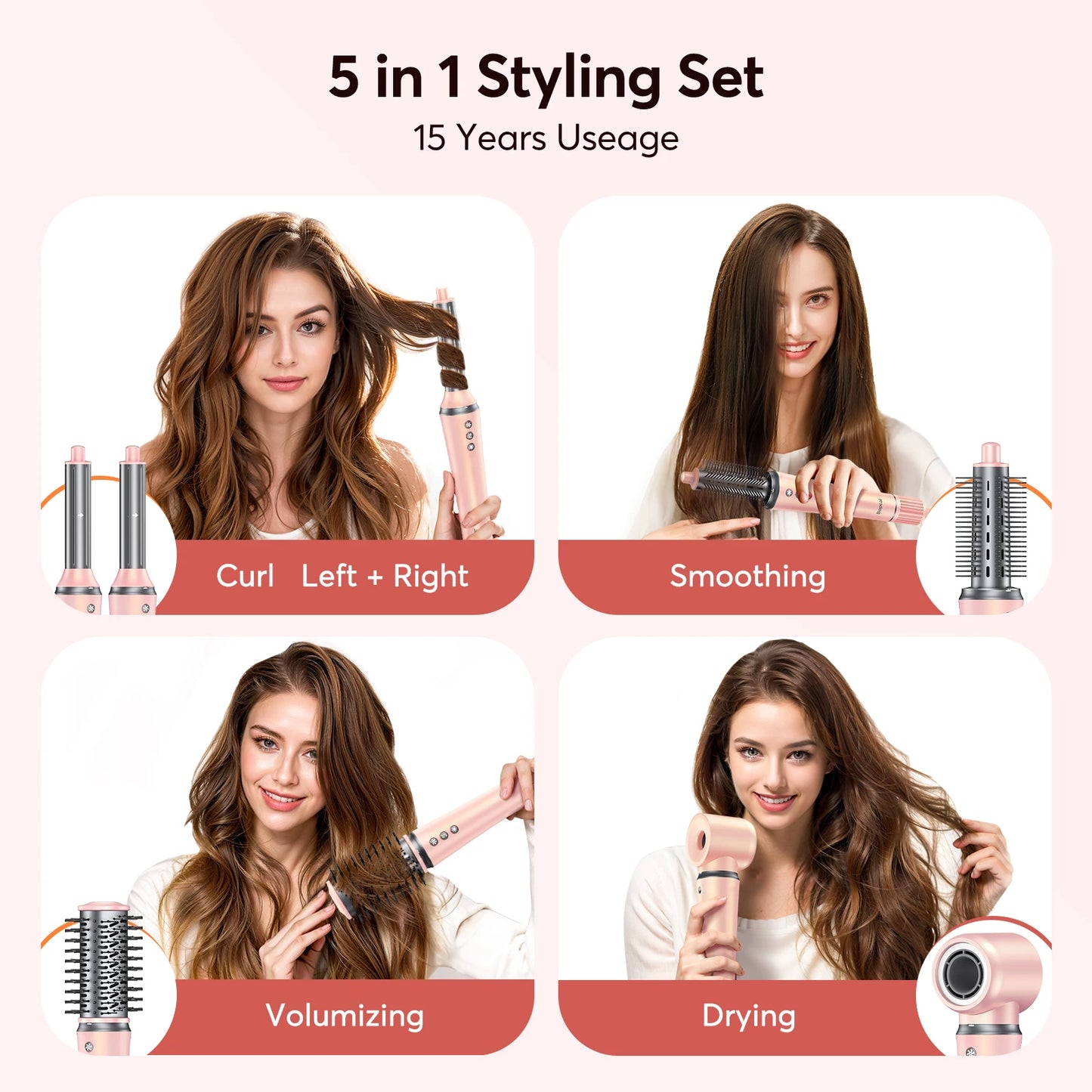 5 in 1 Hair Dryer,Multi Styling Tool,Straightener & Curler