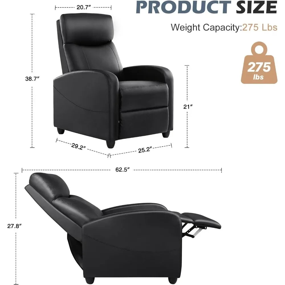Recliner Chair Massage Reclining for Adults Comfortable PU Leather Adjustable Home Theater Seating Lounge Sofa