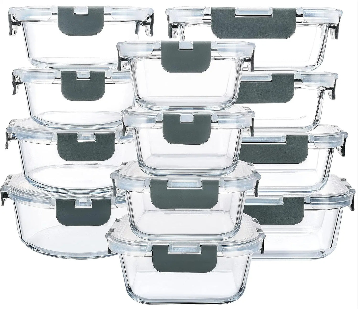 24-Piece Glass Food Storage Containers with Upgraded Snap Locking Lids