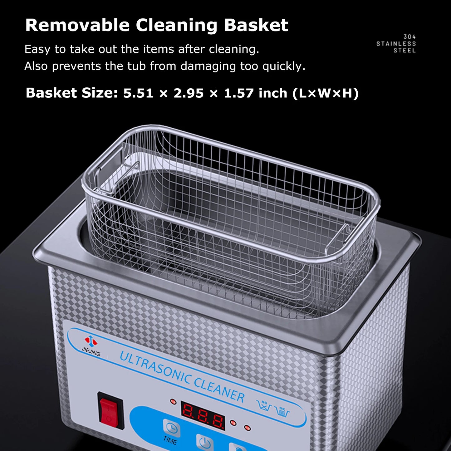 800ml Ultrasonic Cleaner 40kHz with Timer for Jewelry