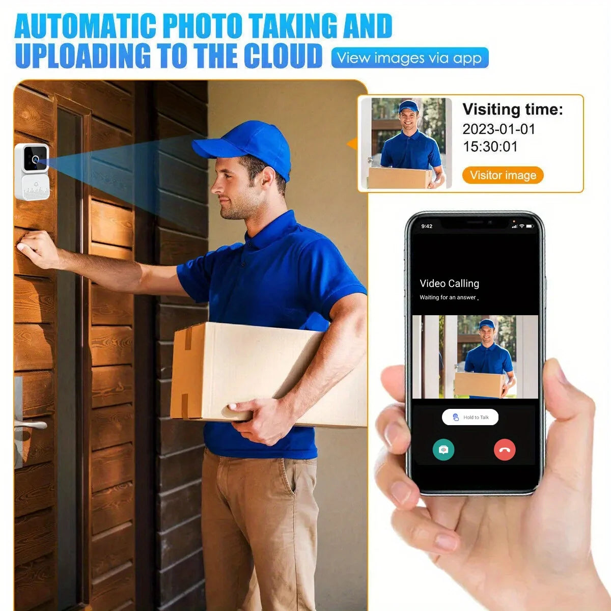 Wireless smart video doorbell 2.4GWiFi, 2-channel audio, night vision