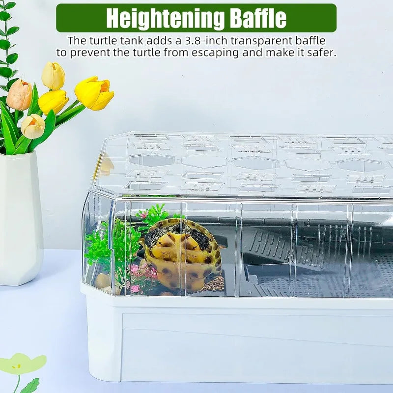 Turtle Tank with Filter-Rain Shower SPA Experience, Water Changes, and Ample Space for Activities-Suitable