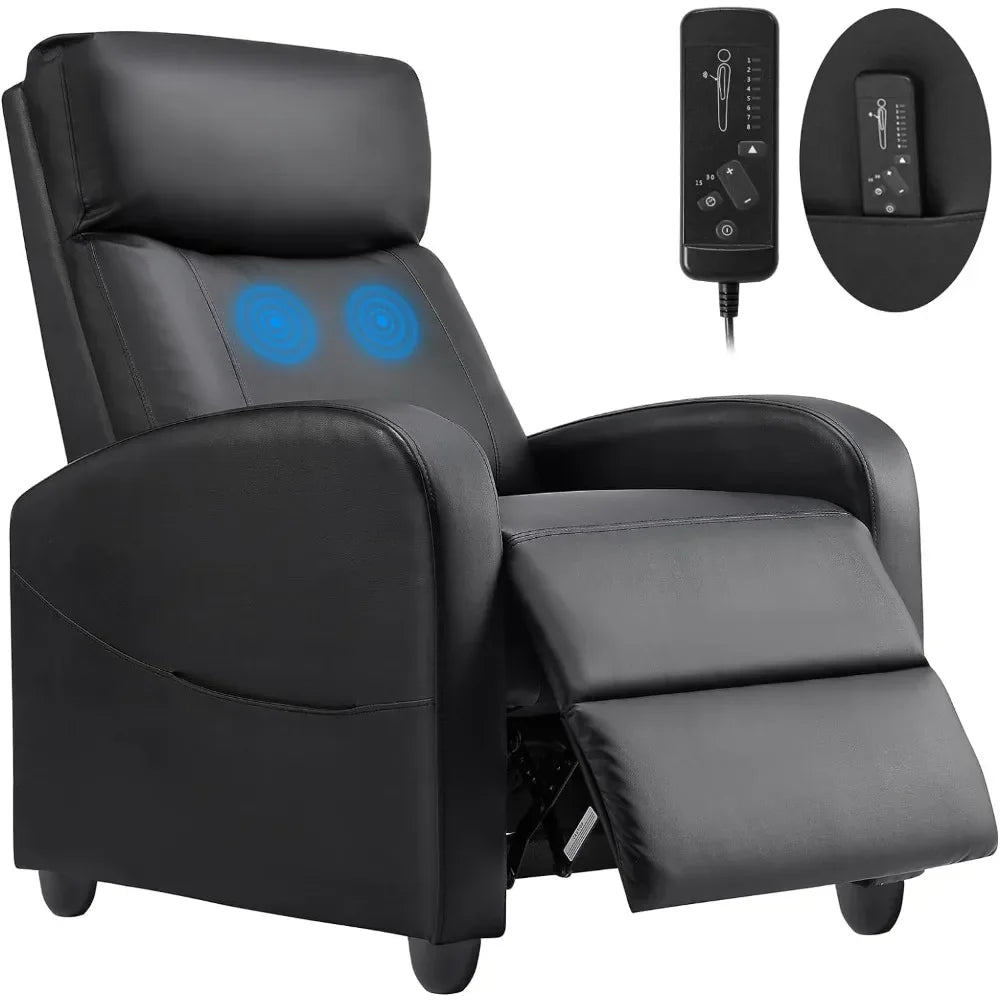 Recliner Chair Massage Reclining for Adults Comfortable PU Leather Adjustable Home Theater Seating Lounge Sofa