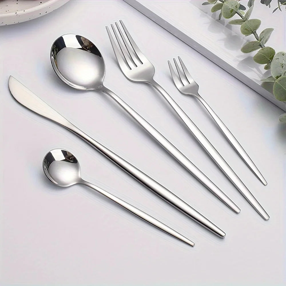 60pcs Stainless Steel - Luxe Golden Cutlery Set
