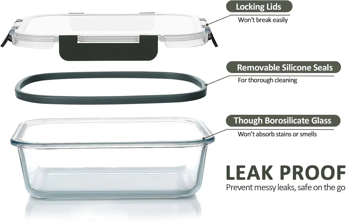 24-Piece Glass Food Storage Containers with Upgraded Snap Locking Lids