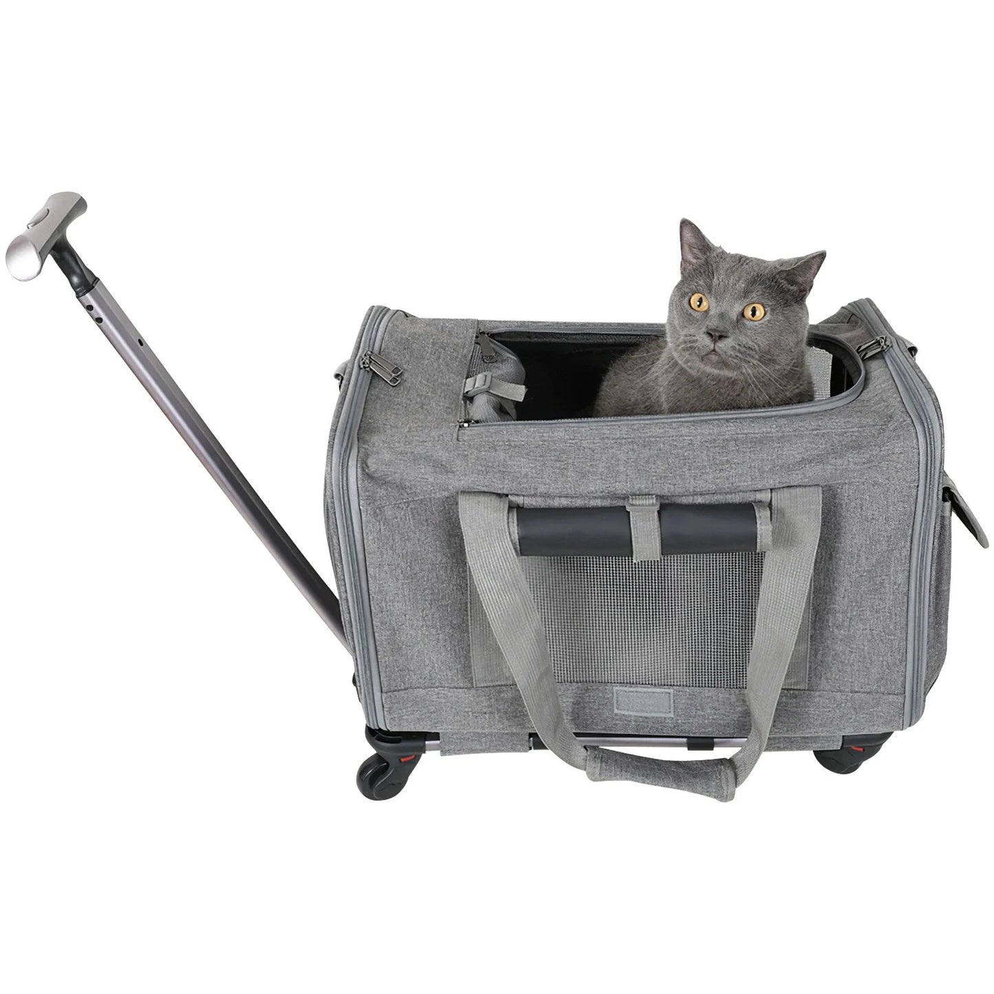 Cat Dog Carrier with Wheels Airline Approved Rolling Pet Carrier