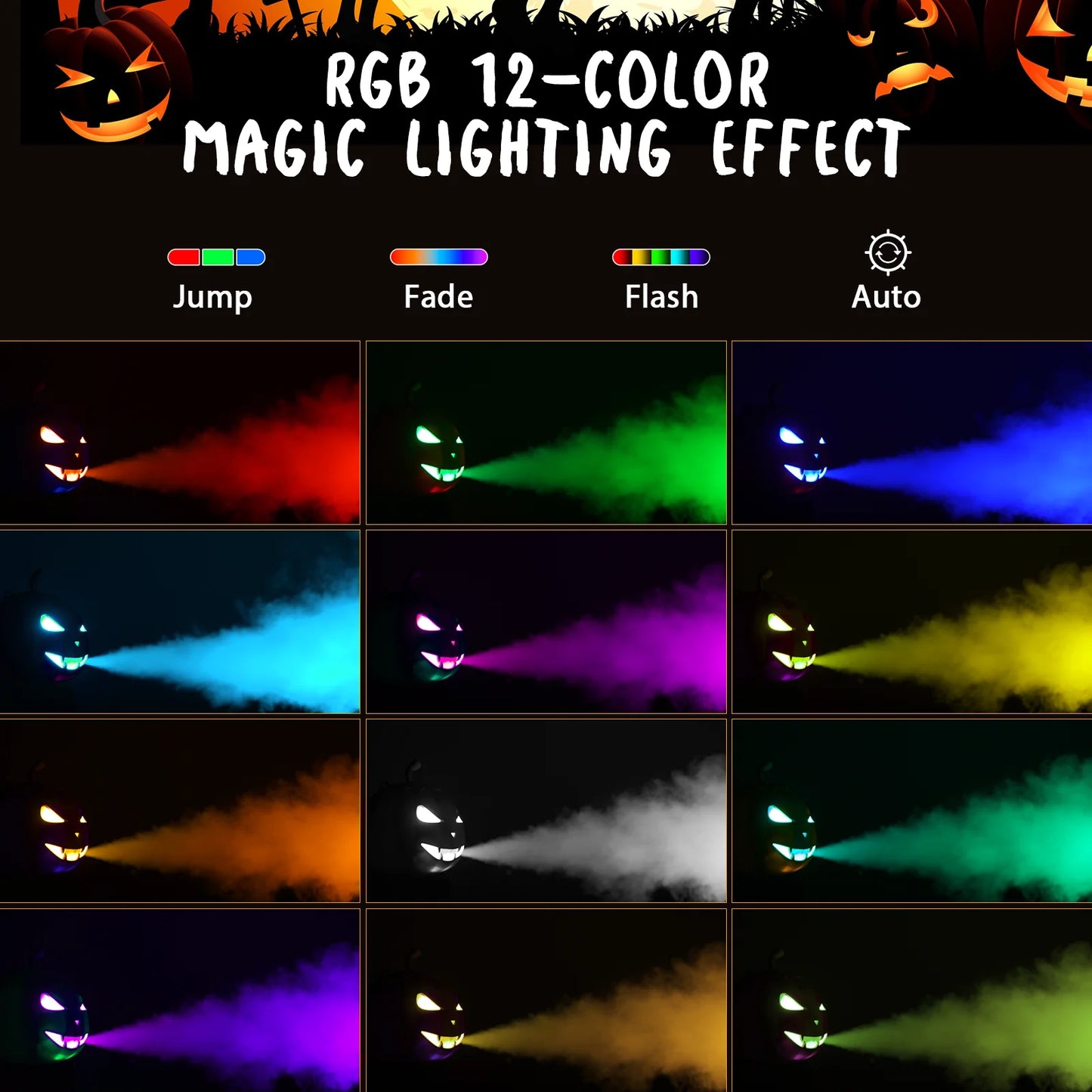 Fieryzeal 800W Halloween Fog Machine with RGB LED Lights