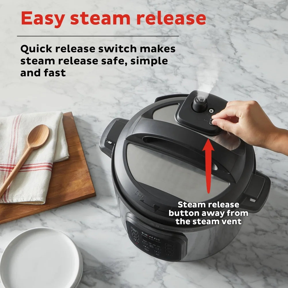 8Qt Pressure Cooker Multi-Cooker 7-in-1 Kitchen Appliance Customizable Presets Lightweight Non-Stick Ceramic Dishwasher Safe