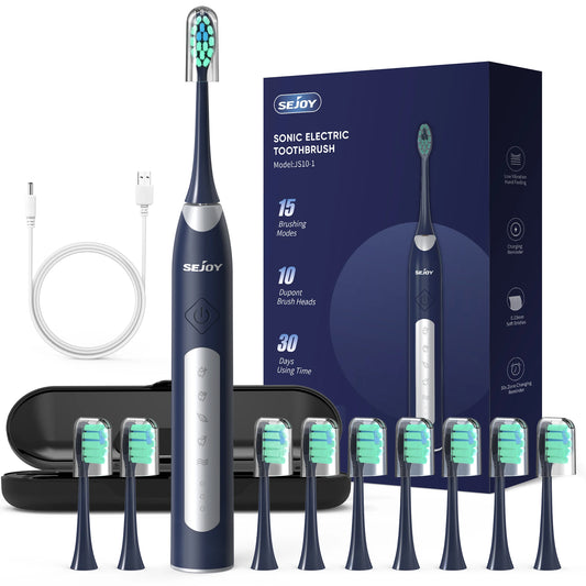 -1 Electric  Toothbrush with 10 pcs Replacement Heads /Rechargeable&  Waterproof