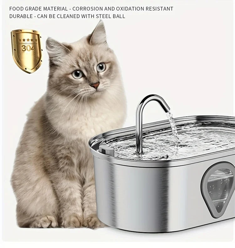 3.5L  automatic stainless steel cat water fountain with LED Lighting