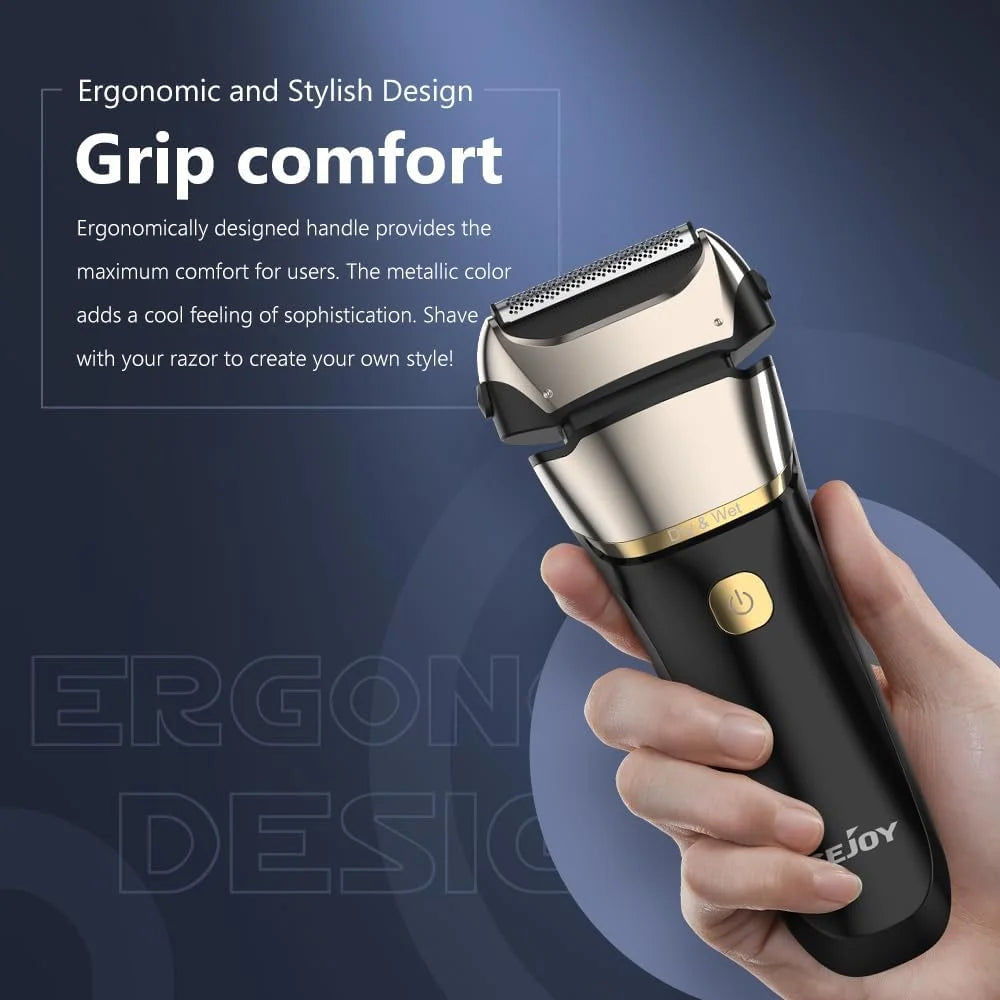 Electric Foil Shaver with 3-Blade Edge Shaving Area
