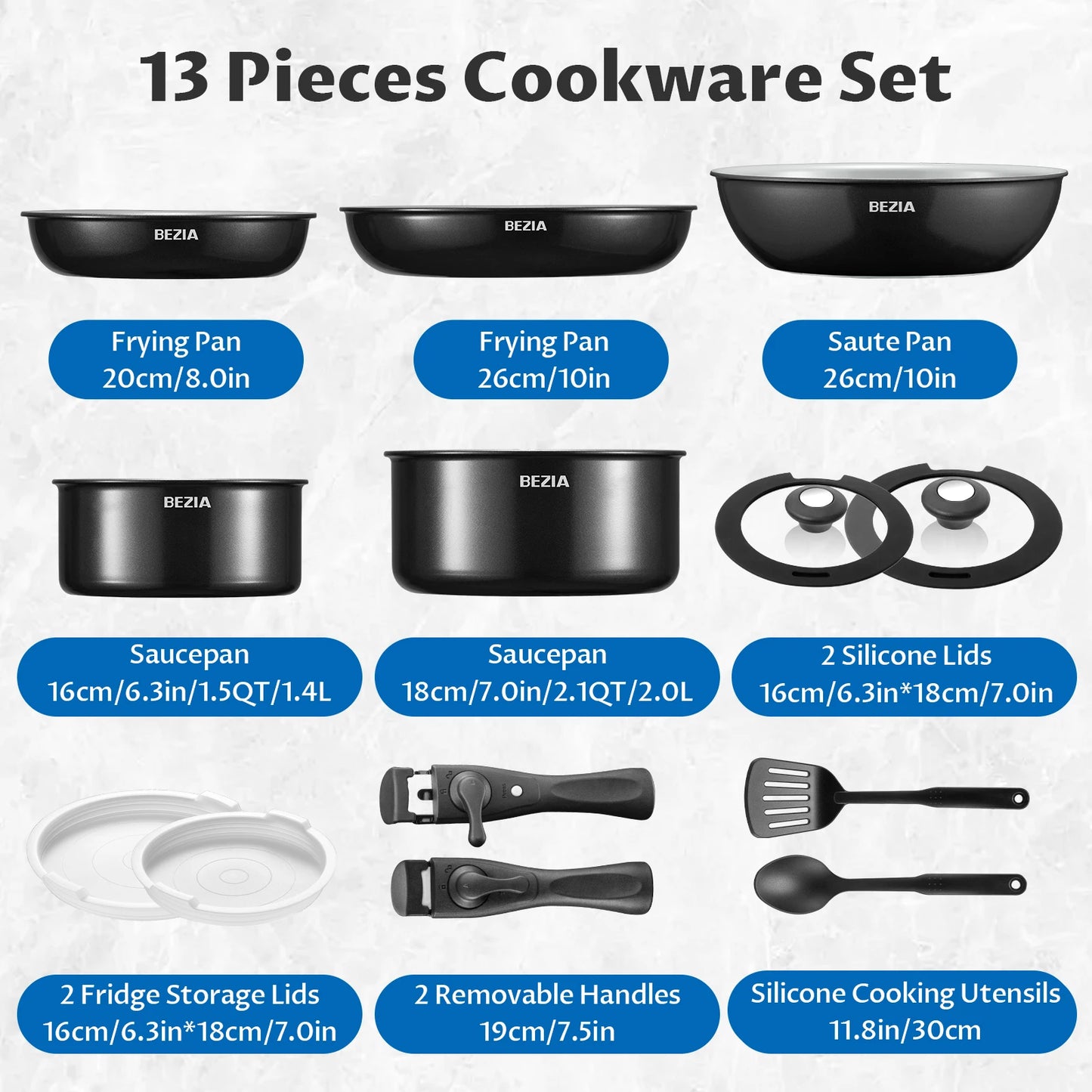 Induction Cookware with Healthy Ceramic Coating, Nonstick Pots and Pans Set 13pcs
