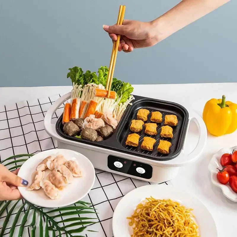 2 In 1 Electric Grill And Hot Pot Nonstick Shabu Shabu Pot