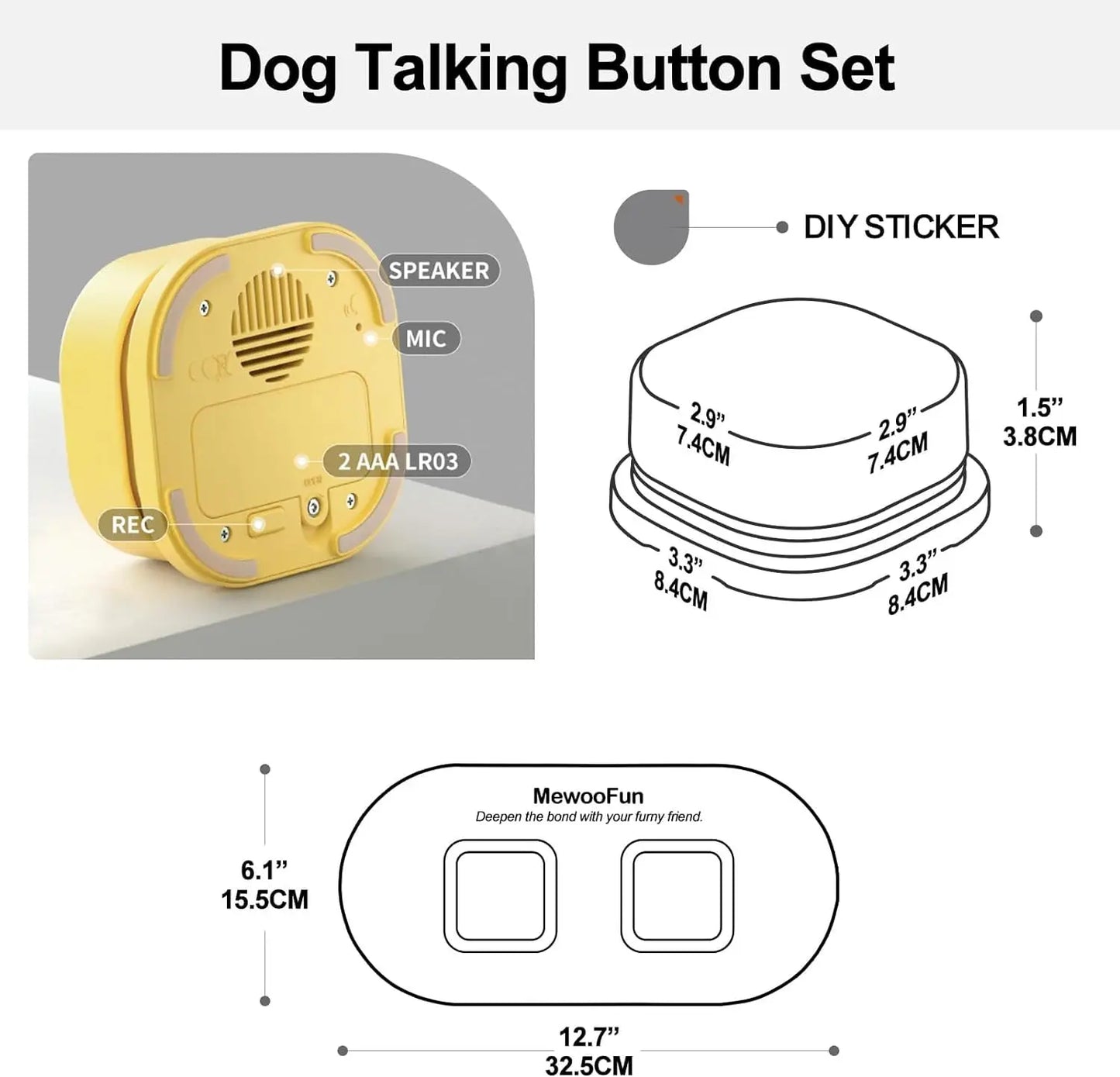 Mewoofun Voice Recording Button Pet Toys for Dog Training