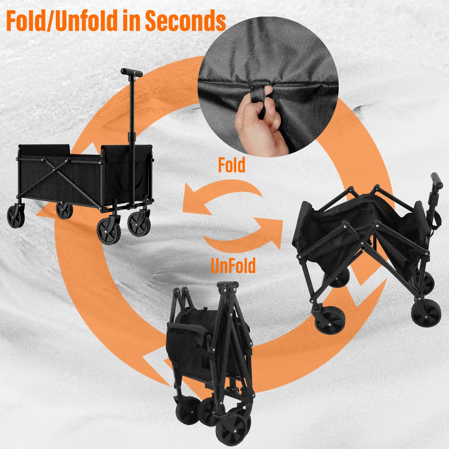 Black Small Handcart Outdoor Garden Folding Collapsible Cart