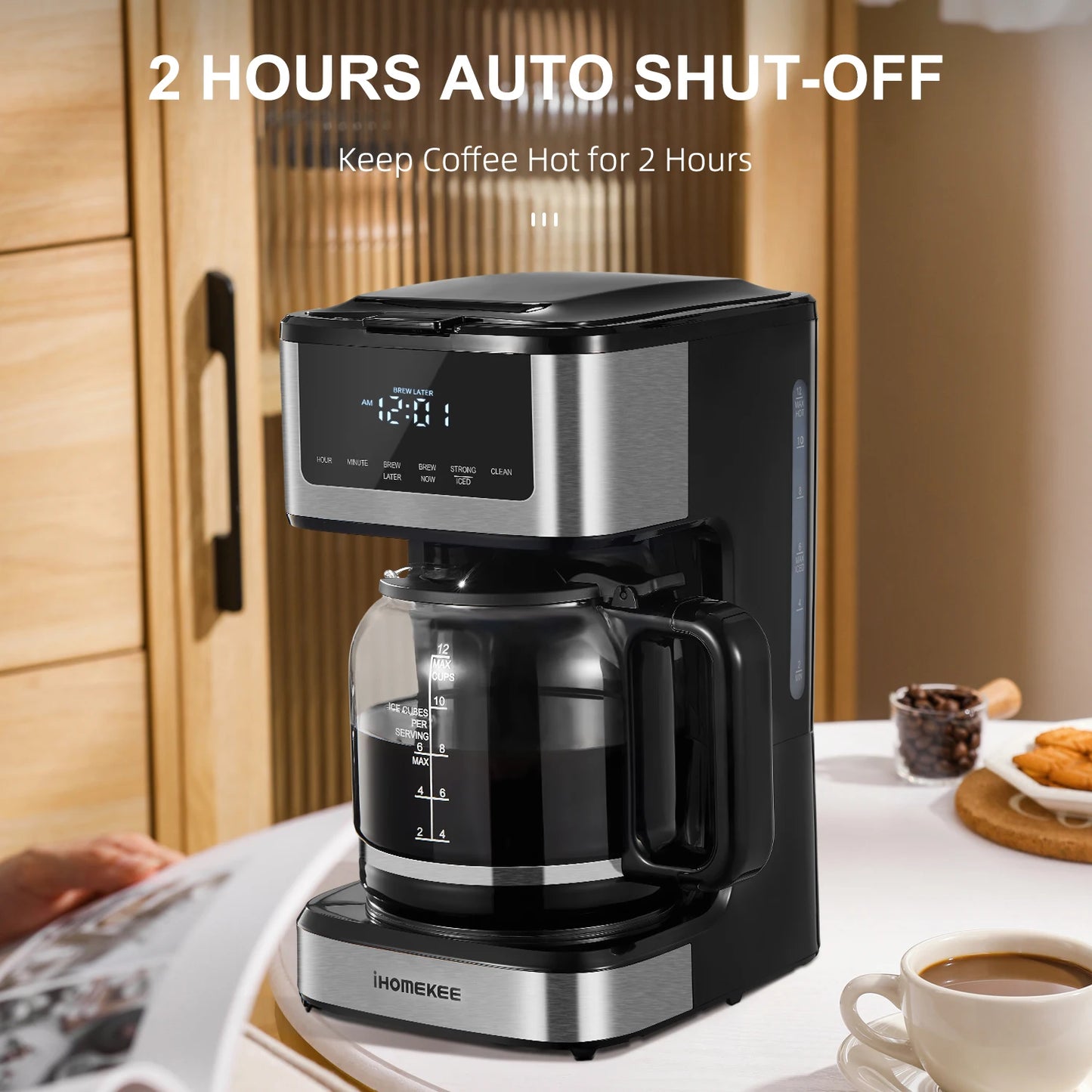 Coffee Machine with Iced Coffee Function, Touch Screen, Regular & Strong Brew